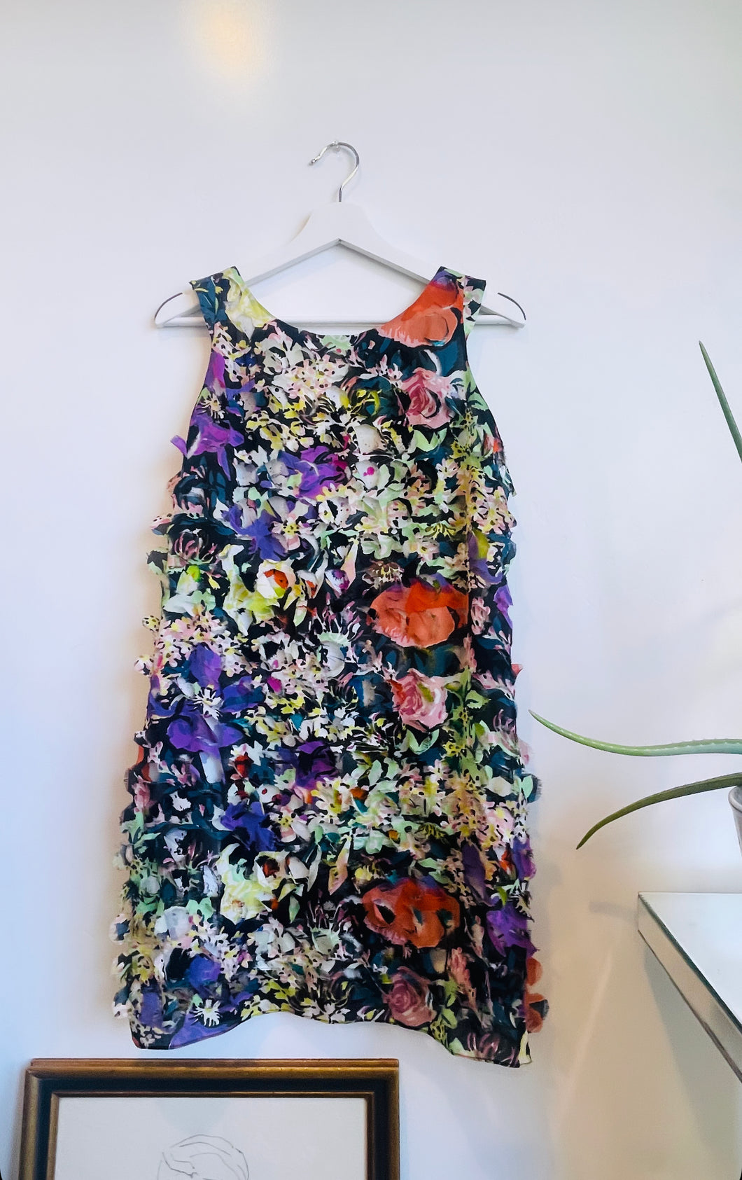DVF Dark Floral Silk Dress Size 8